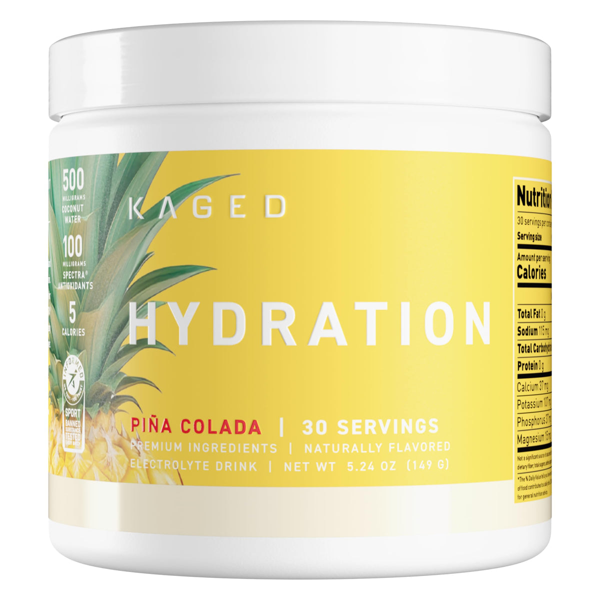 Kaged Sugar Free Hydration | 5 Key Electrolytes | Coconut Water | Tastes Amazing | 60 Servings