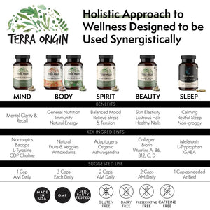 TERRA ORIGIN Healthy Hair, Skin and Nails Supplement | Collagen, Biotin, Horsetail & B-Complex | Supports Hair Strength, Skin Elasticity & Nail Growth | Vitamins for Women and Men | 60 Capsules TERRA ORIGINBuy Supplements Australia