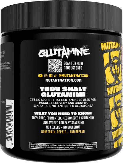 Mutant Glutamine - 100% Pure Workout Supplement to Help Replenish Glutamine Levels for Improved Muscle Repair, Immune and Digestive System Support After Physical Activity – 300 g – Unflavored