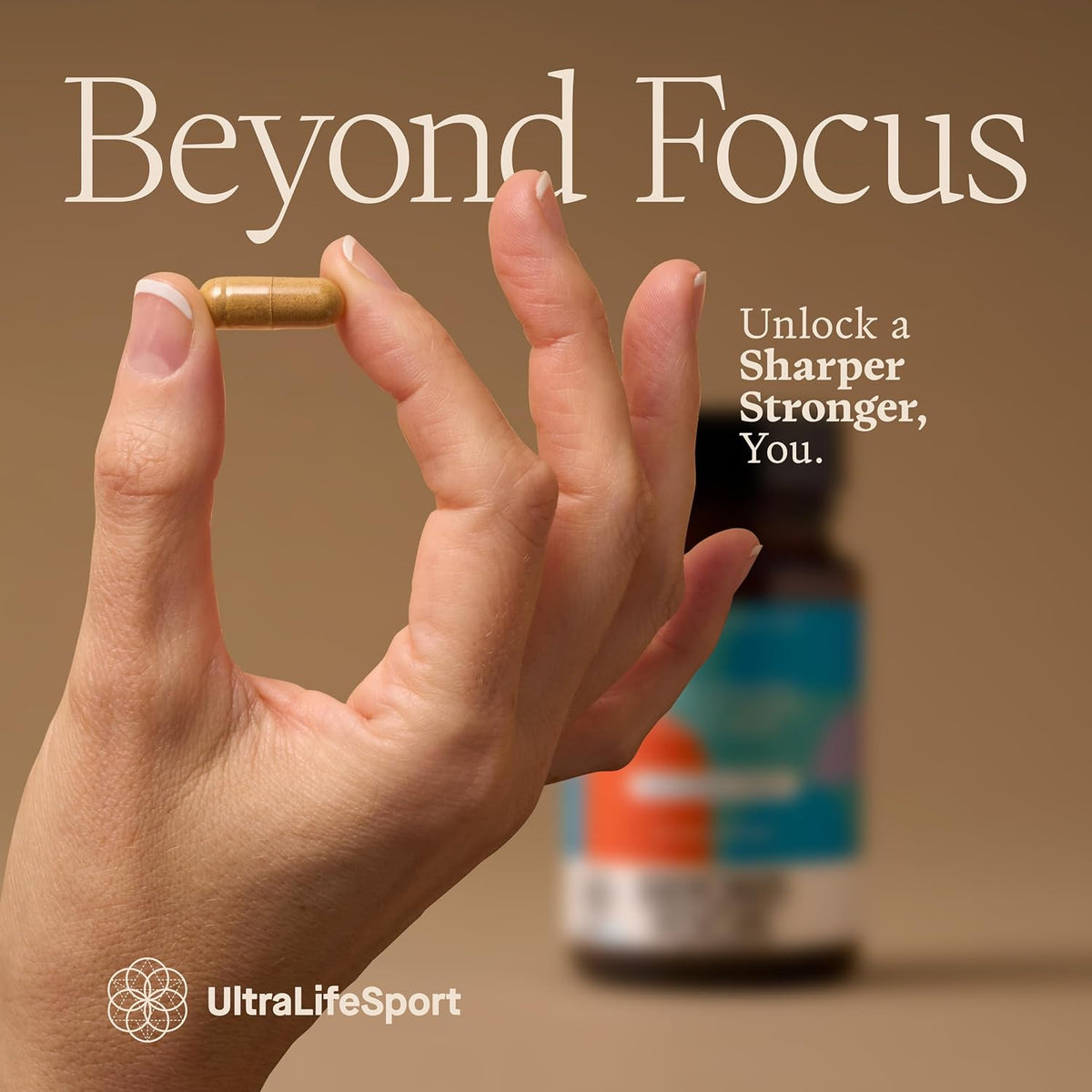 Ultra Life Sport - Beyond Focus Organic Mushroom Supplement - 30 Capsule Brain Supplements for Memory and Focus - 100% Vegan, Non-GMO - Memory Booster with Bacopa, Cordyceps, & Lion’s Mane