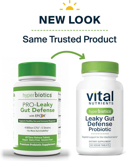 Hyperbiotics Vital Nutrients Leaky Gut Repair Supplement Probiotic | Science Backed Formula Strengthens Intestinal Barrier and Gut Health | Reduces Digestive Discomfort | 60 Vegan Count