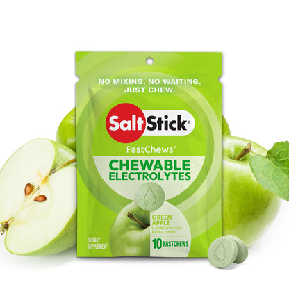 SaltStick Electrolyte FastChews Chewable Tablets, Lemon Lime, 120 count, 12 packets of 10 tablets each
