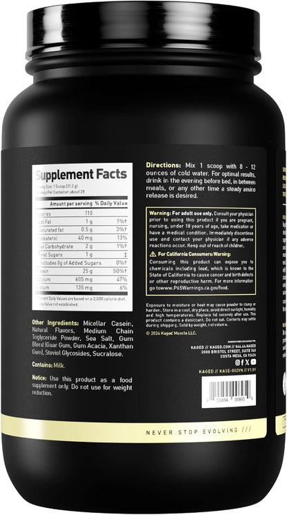 Kaged Premium Casein Protein Powder | Vanilla | Micellar Casein | Banned-Substance Free Supplement, Build Muscle, Recover Faster | Kasein | 28 Servings