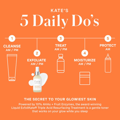 Kate Somerville Liquid ExfoliKate – Triple Acid Resurfacing Treatment, Clinically Formulated AHA Overnight Facial Exfoliator,