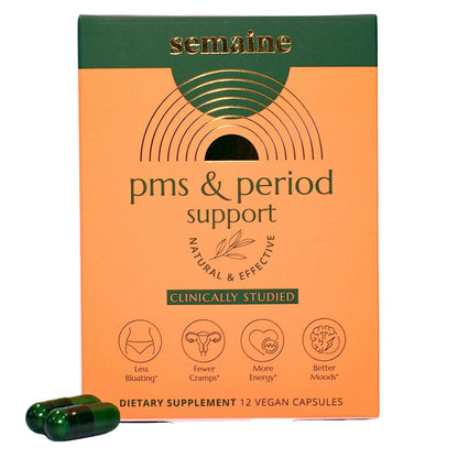 Semaine PMS Relief for Women, Period Cramp Relief, Period Cramps, Menstrual Cramps, PMS Support Supplement for Women, Bloating and Mood, Boswellia and Curcumin, 40 Capsules