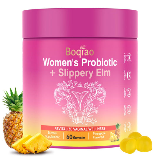 Feminine Probiotics Gummies with Slippery Elm - 60 Pineapple Gummies for Women ph Balance, Vaginal Probiotics Supports Flora, Gut Health & Immune System, Prebiotics & Lactobacillus Blend (Pineapple) BoqiaoBuy Supplements Australia
