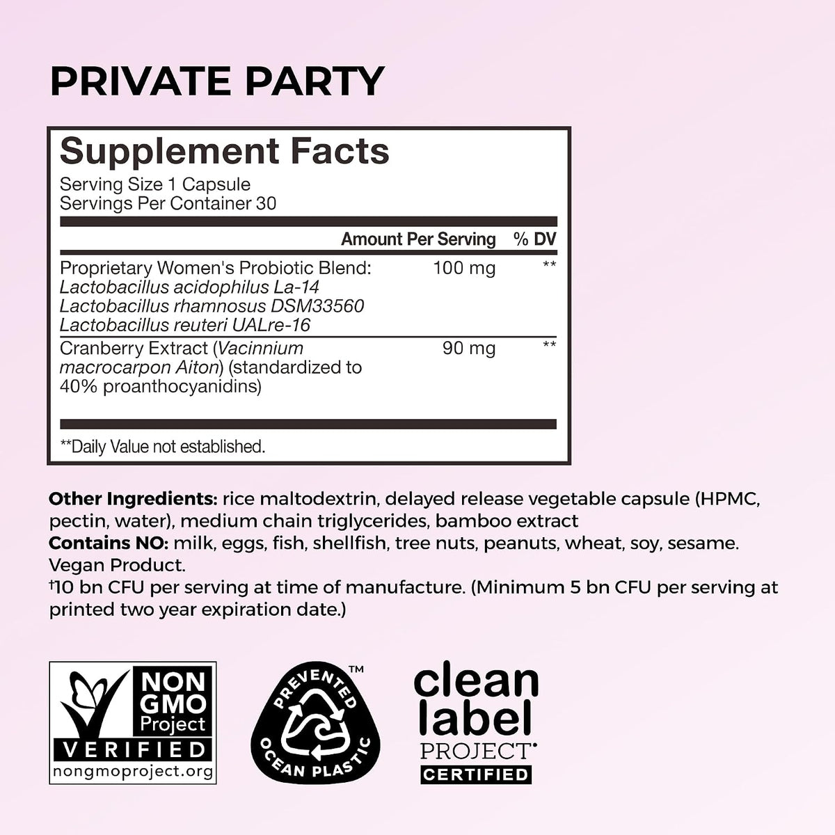 HUM Private Party Vaginal Probiotic, pH Balance & Urinary Health, 30 Count
