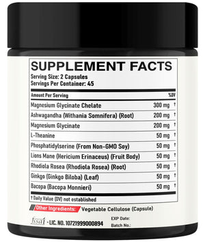 DEDICAD 9in1 Cortisol Supplement - Ashwagandha and Magnesium Glycinate and Chelate - Brain Health & Restful Night & Mood Balance - 90 Capsules Supply 45 Days DEDICAD buy supplements Au