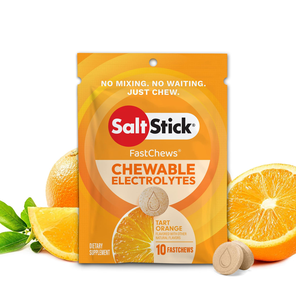 SaltStick Electrolyte FastChews Chewable Tablets, Lemon Lime, 120 count, 12 packets of 10 tablets each