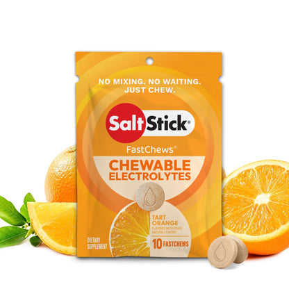 SaltStick Electrolyte FastChews Chewable Tablets, Lemon Lime, 120 count, 12 packets of 10 tablets each