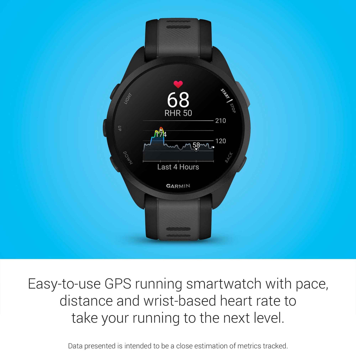 Garmin Forerunner® 165, Running Smartwatch, 43mm, Black