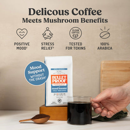 Bulletproof High Achiever Mushroom Coffee Grounds with Lion's Mane, B Vitamins & Adaptogens, Energy and Focus, Medium-Dark Roast, 10 oz