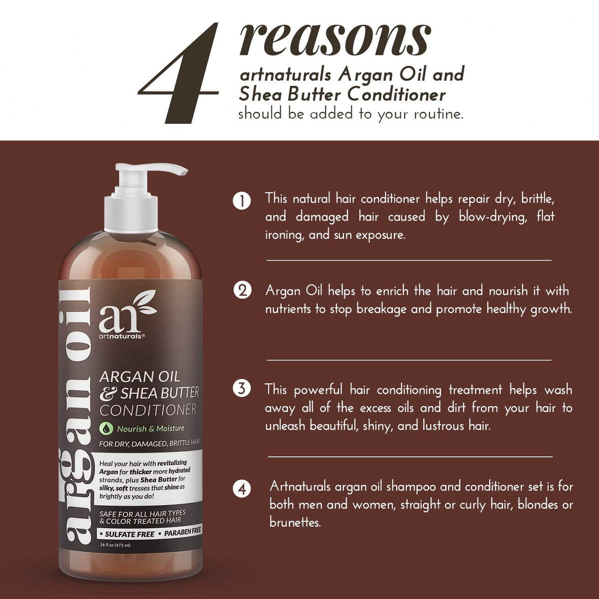 Artnaturals Argan Oil Leave-In Conditioner, 12 fl oz