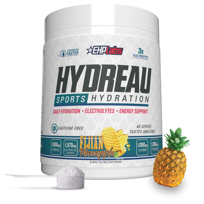 EHP Labs Hydreau Electrolytes Powder No Sugar - Hydration Powder for Endurance & Energy - Electrolyte Powder for Men & Women - Sugar Free Electrolytes - Kiwi Strawberry (40 Serves)