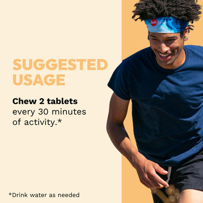 SaltStick Electrolyte FastChews Chewable Tablets, Lemon Lime, 120 count, 12 packets of 10 tablets each
