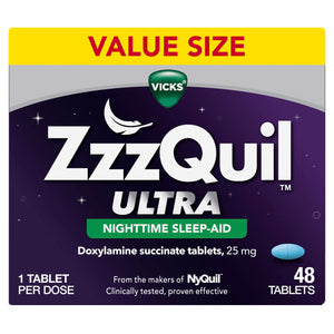ZzzQuil ULTRA, Sleep Aid, Doxylamine Succinate 25mg, Sleep Aids for Adults, Nighttime Sleep Aid, 48 Tablets ZzzQuil buy supplements Au