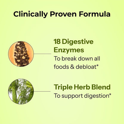 HUM Flatter Me Digestive Enzymes, Digestion & Bloating Support, 60 Count