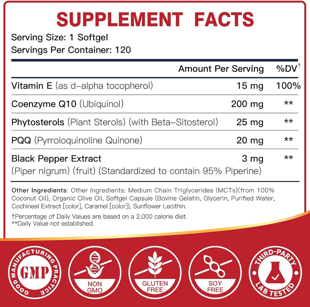 DRFOSTER Ubiquinol CoQ10 200mg, with PQQ & Vitamin E, 120 Servings | Active Ubiquinol, Coq10 200mg, Black Pepper for Max Absorption, Allergen-Free, Powerful Antioxidant, Brain & Energy Support