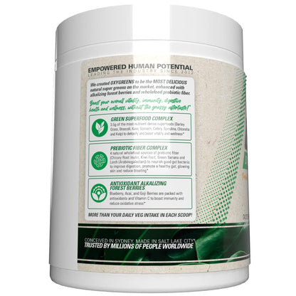 EHP Labs OxyGreens Super Greens Powder with Spirulina & Chlorella, Prebiotic Fiber, Probiotics & Digestive Enzymes – Antioxidant Green Superfood Supplement - 15 Serves (Pineapple)