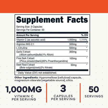 Type Zero Nitric Oxide 6X Booster, 150 Veggie Capsules, Natural Supplement | Beetroot, Arginine AKG, Citrulline, Pine Bark, Garlic & Vitamin C, Nitrous Oxide