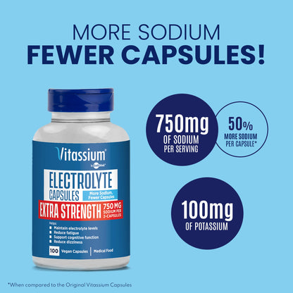 Vitassium Electrolytes Salt Pills for POTS Scientifically Formulated 100ct