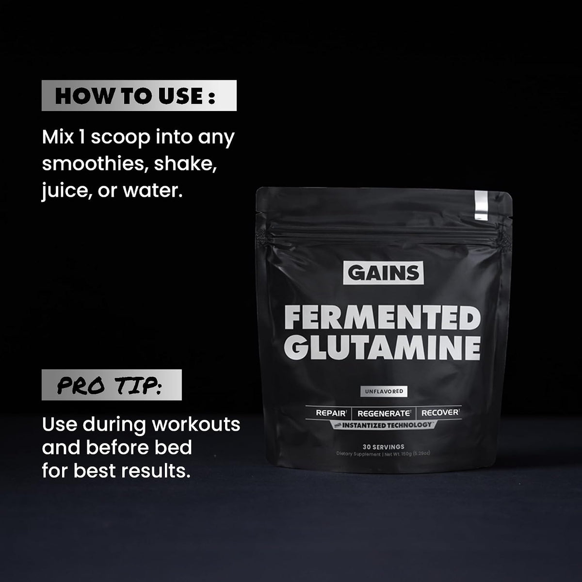 Gains in Bulk L-Glutamine Powder, Unflavored, 90 Servings