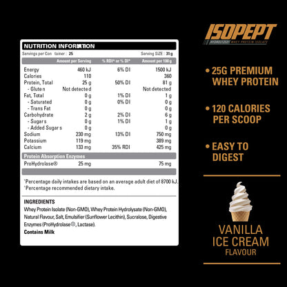 IsoPept Hydrolyzed Whey Protein Powder by EHPlabs - 100% Whey Protein Isolate & Hydrolysate, 27g of Protein, Non-GMO, Gluten Free, Fast Absorbing, Easy Digesting, 27 Serves (Strawberry Milkshake)