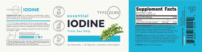 Type Zero Clean Iodine (325mcg) 60 Tablets, from Sea Kelp, Gluten-Free | GMO-Free