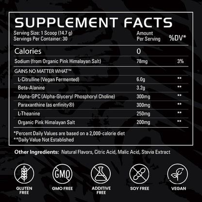 Gains in Bulk No Matter What Pre Workout Powder, Rocket Pop, 30 Servings