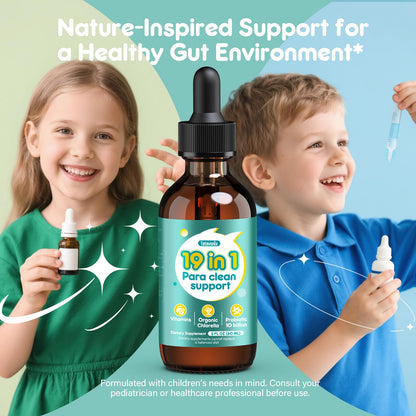 Tatavonix 19 in 1 Herbal Gut Cleanse Drops – Wormwood, Black Walnut, Chlorella 250mg, 10B Probiotics, Clove & Oregano