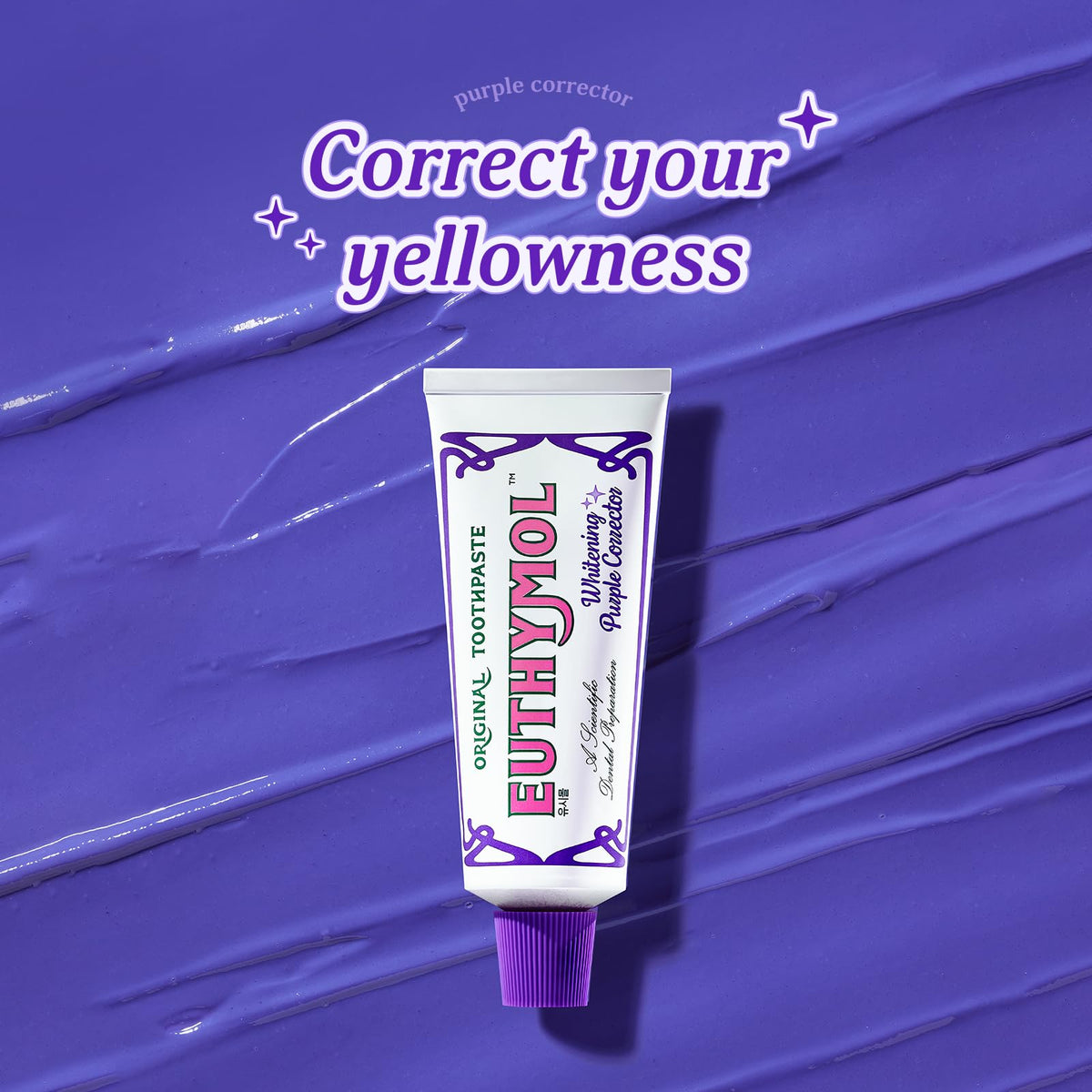 Suplement ​Euthymol Purple Whitening Toothpaste (3.7 fl oz) – for Yellow & Sensitive Teeth | Violet Tone-Up Formula, Instantly Brightens, VelvetGlow USA