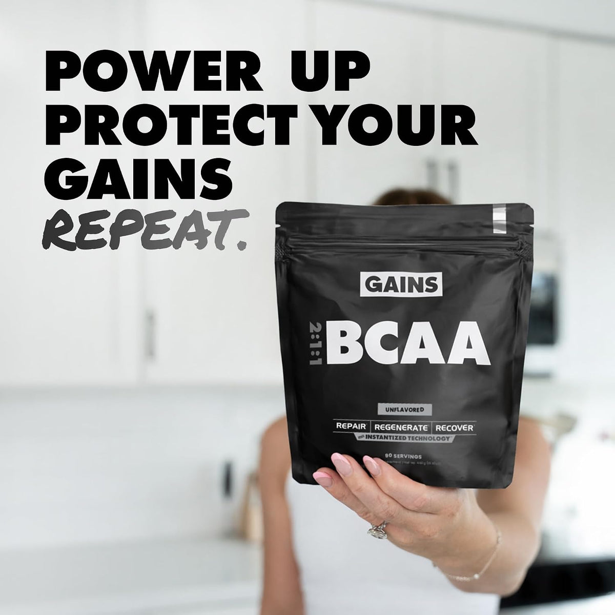Gains in Bulk BCAA Powder, Amino Acids, Unflavored, 30 Servings