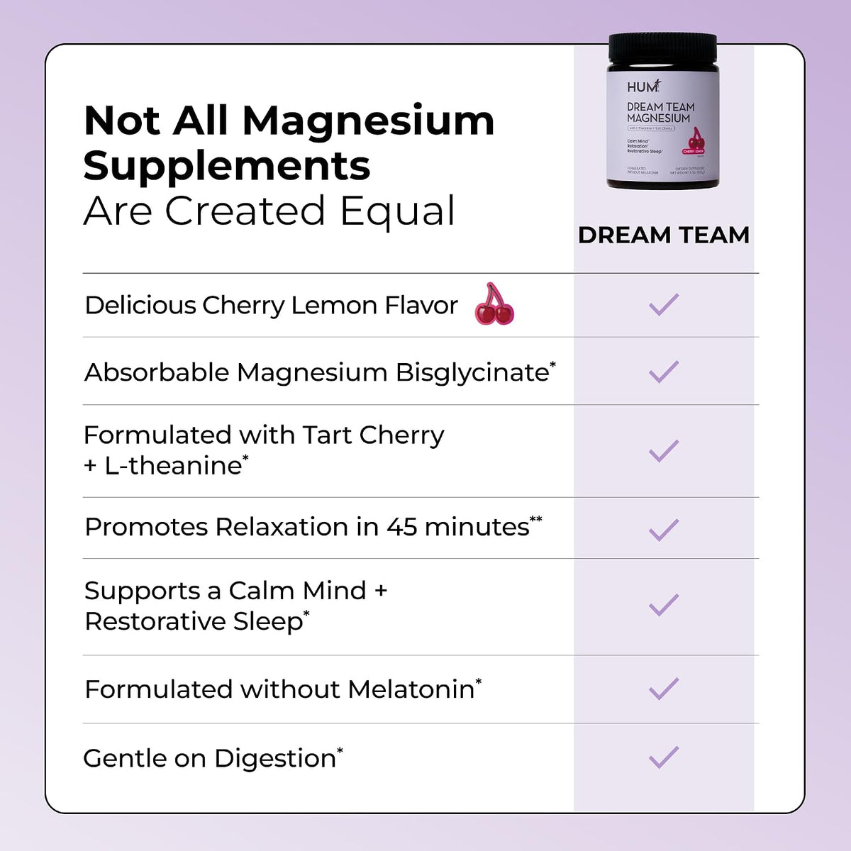 HUM Nutrition Flatter Me Fiber + Dream Team Magnesium Powder Bundle – Digestive Support Fiber & Magnesium Bisglycinate Drink Mix with L-Theanine & Tart Cherry, Cherry Lemon, 2-Product Wellness Routine