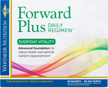 Dr. Whitaker's Forward Plus Daily Regimen - Comprehensive Multivitamin Supplement Supports Optimal Energy, Strength, Vitality, and Stamina - 60 Packets (30-Day Supply)