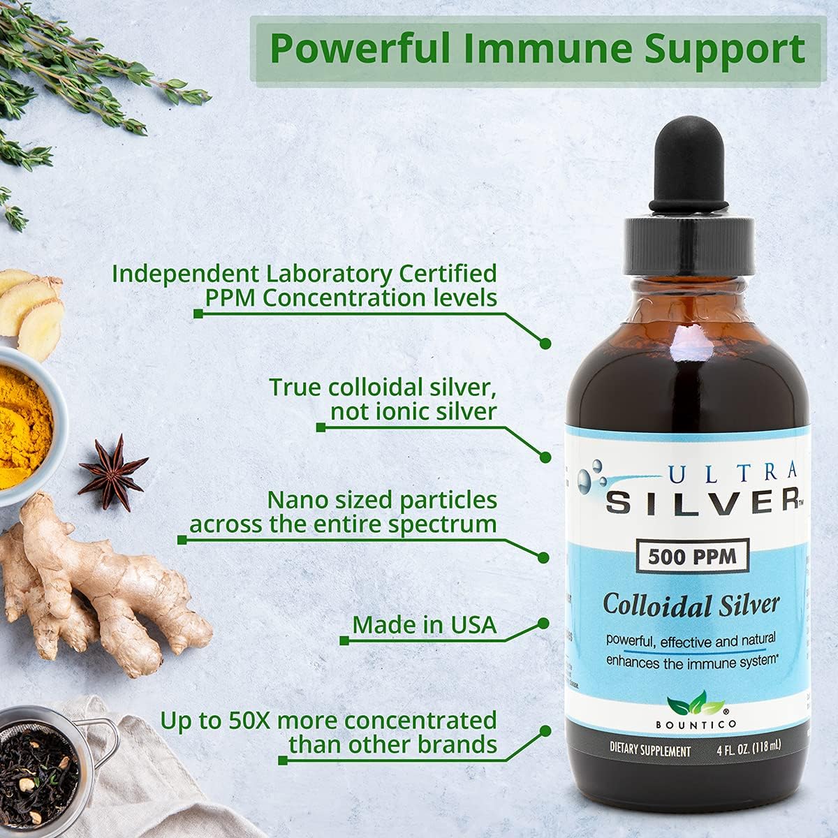 Ultra Silver® Colloidal Silver | 10,000 PPM, 32 Oz (946mL) | Mineral Supplement | True Colloidal Silver - 4 oz Dropper Bottle (Empty) Included for Dispensing!