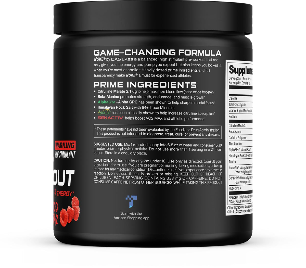 Bucked Up - Woke - HIGH STIM Pre Workout - Best Tasting - Focus Nootropic, Pump, Strength and Growth, 30 Servings (Rocket Pop)