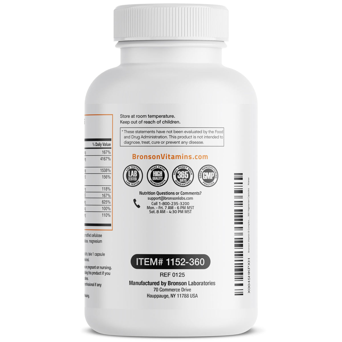 Bronson Vitamin B Complex with Vitamin C - Immune Health, Energy Support & Nervous System Support - Non-GMO, 250 Vegetarian Capsules