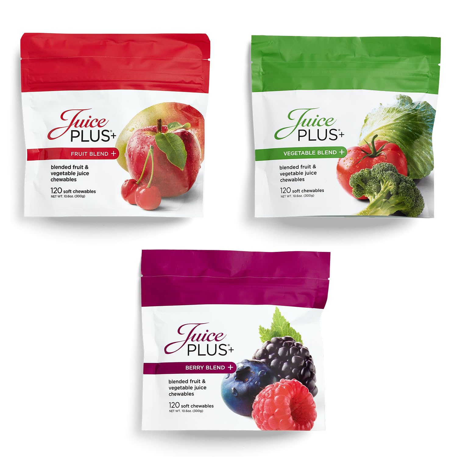Juice Plus+ Fruit, Vegetable & Berry Blend Soft Chews (Chewables) - 30 Plant-Based Ingredients! Vegan Gummies for Kids & Adults - Gluten-Free, Non-GMO, No HFCS - Prepacked 3 Pouches (30 Chews Each) Juice Plus+ buy supplements Au