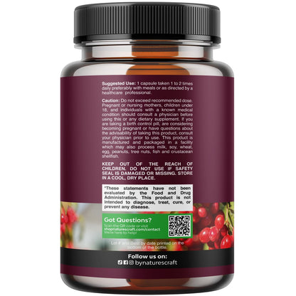 Advanced Kidney Support Supplement - Kidney Cleanse Detox & Repair Cranberry Extract Capsules with Uva Ursi, Stinging Nettle & Astragalus for Kidney Health - Urinary Tract Health - 60 Count