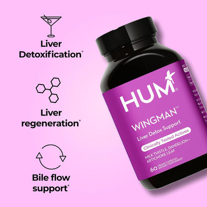 HUM Wing Man Liver Support Supplement Milk Thistle Dandelion Root, 60 Count