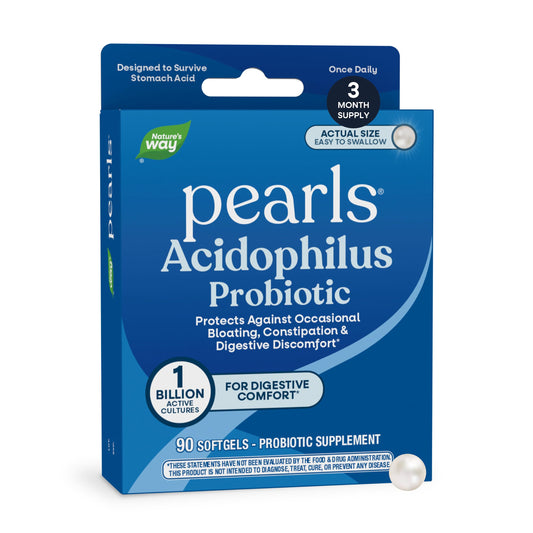 Nature's Way Probiotic Pearls Acidophilus, Supports Digestive Balance & Gut Health*, Reduces Occasional Constipation and Bloating*, 1 Billion CFU, No Refrigeration Required, 90 Softgels