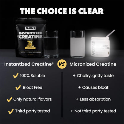 Gains in Bulk Instantized Creatine Monohydrate, Unflavored, 100 Servings