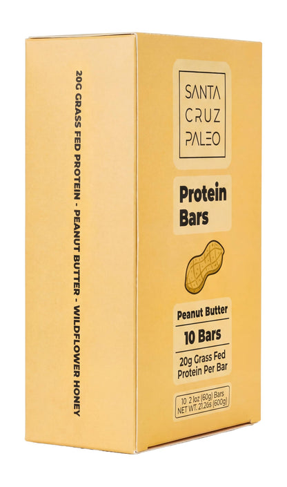 Santa Cruz Paleo Protein Bar – 20g Grass-Fed Whey & Collagen Protein – Wildflower Honey Sweetened, No Seed Oils, High Protein Snack Bar (Chocolate Flavor, Pack of 10)