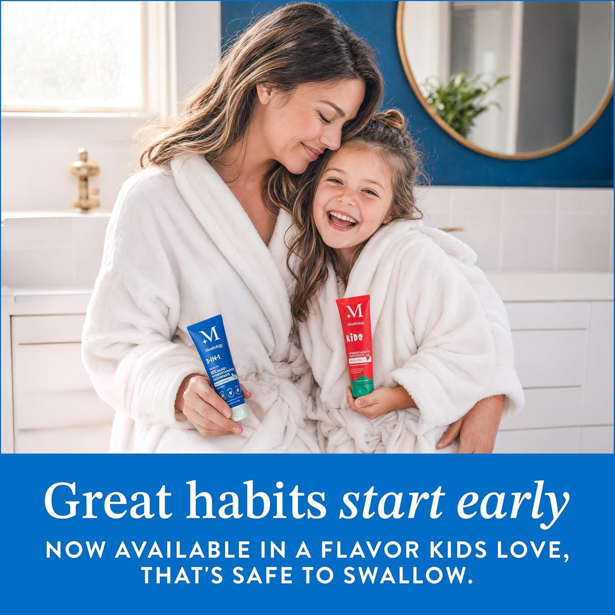 Suplement ​Mouthology 10% Nano Hydroxyapatite Toothpaste Fluoride Free, Whitening*, Rod Shaped nHa, Xylitol Toothpaste for Adults, Enamel Care*, Sensitive Teeth*, SLS Free - VelvetGlow USA