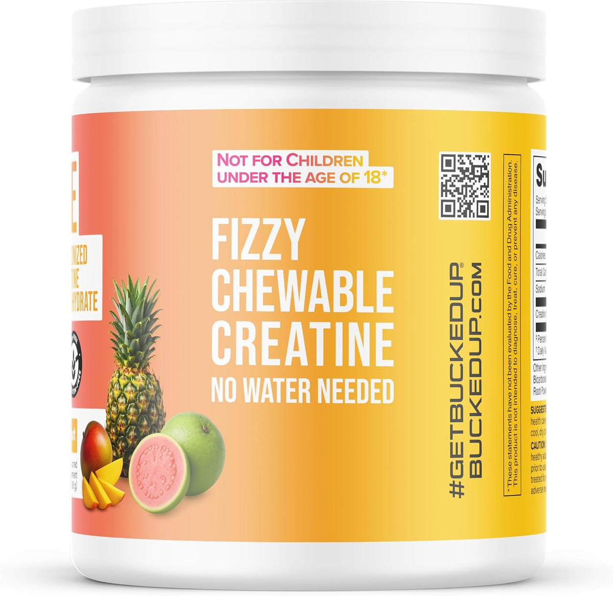 Bucked Up Creatine Candy Tropical Blast | Micronized Creatine Monohydrate | 120 Chewable Tablets, 24 Servings | Fizzy Creatine No Water Needed | Non GMO Gluten Free Third Party Tested