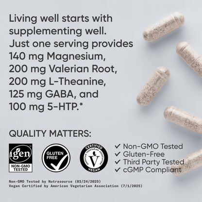 Sports Research® Sleep Complex- Melatonin-Free Vegan Capsules - with Valerian Root, GABA, L-Theanine, Magnesium & 5-HTP - 30 Servings Sports Research buy supplements Au