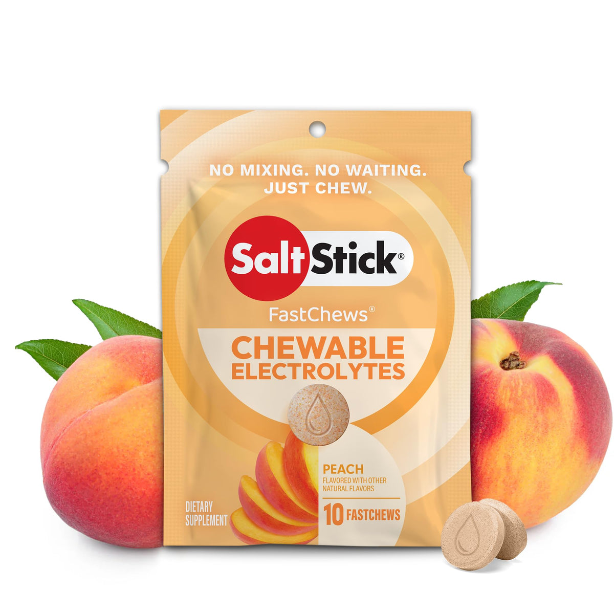SaltStick Electrolyte FastChews Chewable Tablets, Lemon Lime, 120 count, 12 packets of 10 tablets each