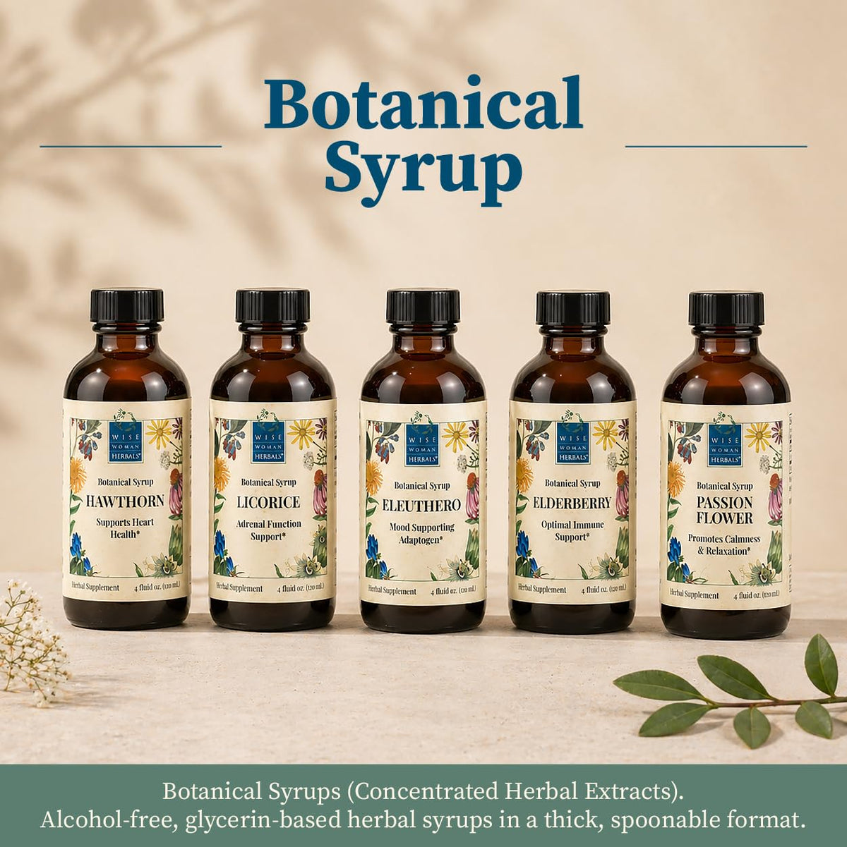 Suplement ​Wise Woman Herbals Hawthorn Botanical Syrup, Alcohol-Free Hawthorn Berry Solid Extract 4:1, Promotes Healthy Circulation, Antioxidant Protection, Herbal Cardiovascular Support, 4 Fl Oz - VelvetGlow USA