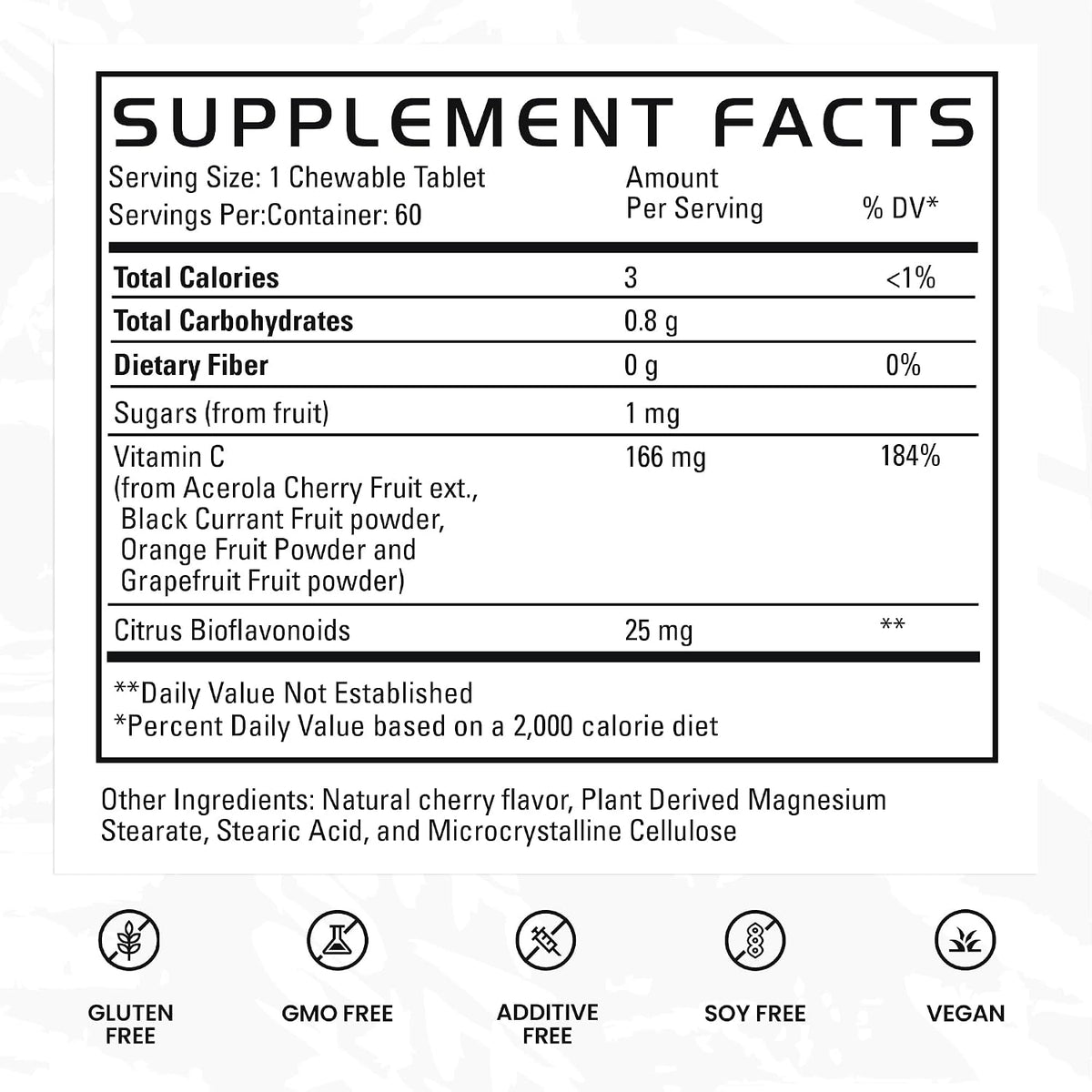 Gains in Bulk Real Vitamin C Immune Support Chewable, 60 Tablets