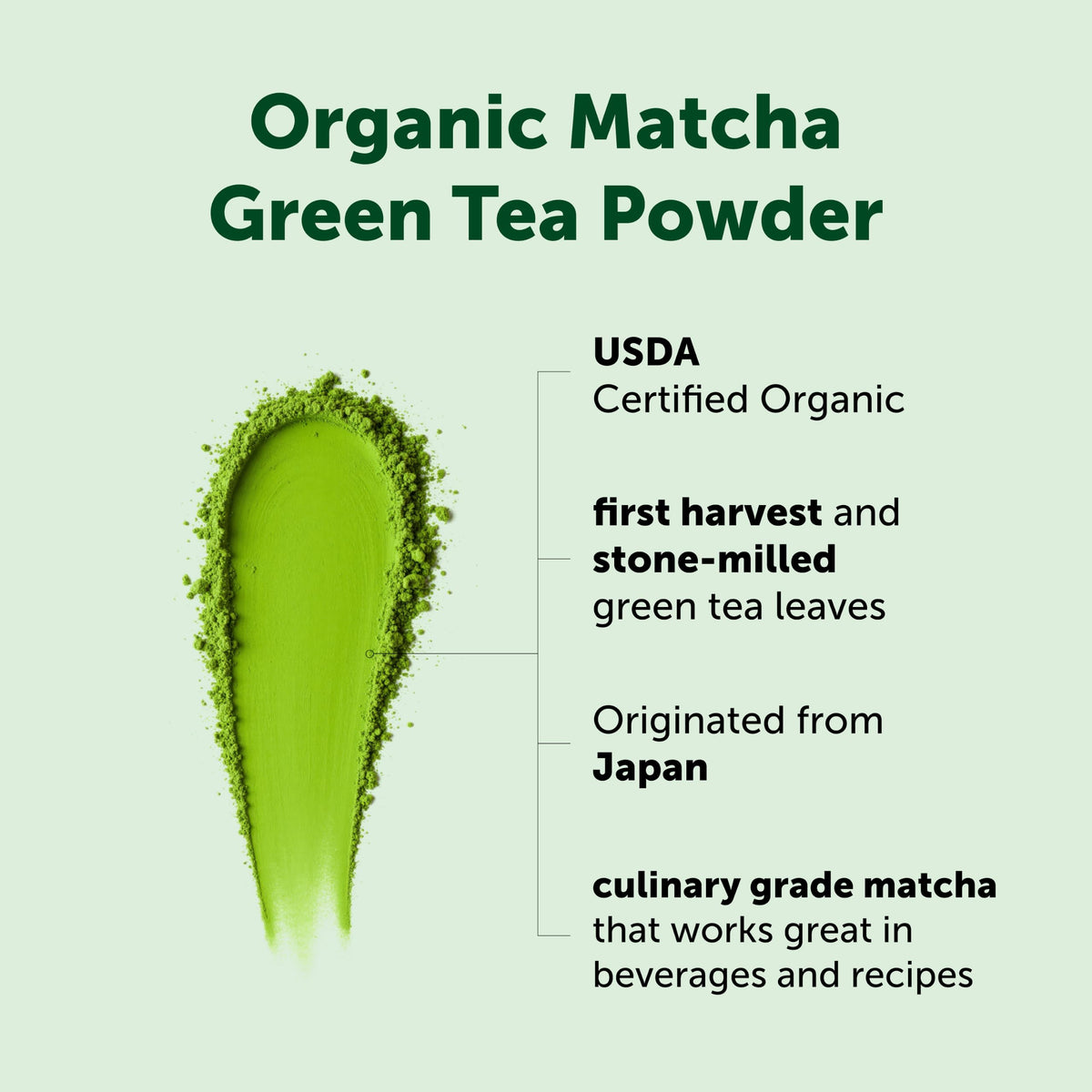Micro Ingredients Organic Matcha Green Tea Powder, First Harvest, Culinary Grade from Japan, 100% Pure & Unflavored, Great for Tea, Latte, & Smoothies, Non-GMO, No Sugar, Eco-Friendly Packaging, 1 Lb